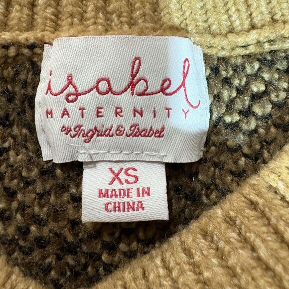 Isabel Maternity XS Leopard Print Sweater Women Tan Knit Boho Cozy Fall Trend - Picture 3 of 6